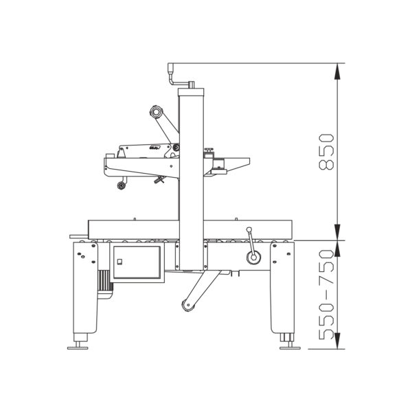 Side-Drive-Carton-Sealing-Machine-Pacmasta-PMCS-100-Technical-Drawing-Side