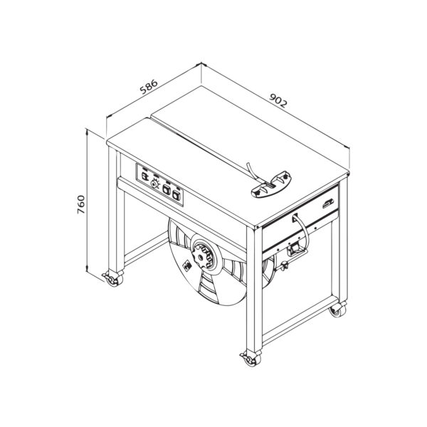 Semi-Auto-Open-Frame-Strapping-Machine-Pacmasta-TMS-300OF-Technical-Drawing